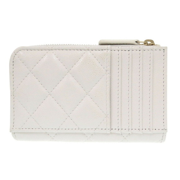 CHANEL White Caviar Leather Logo Wallet - Picture 4 of 9